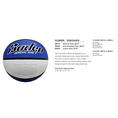 Basketball - Debossed Panel Rubber, Intermediate/Women's Size